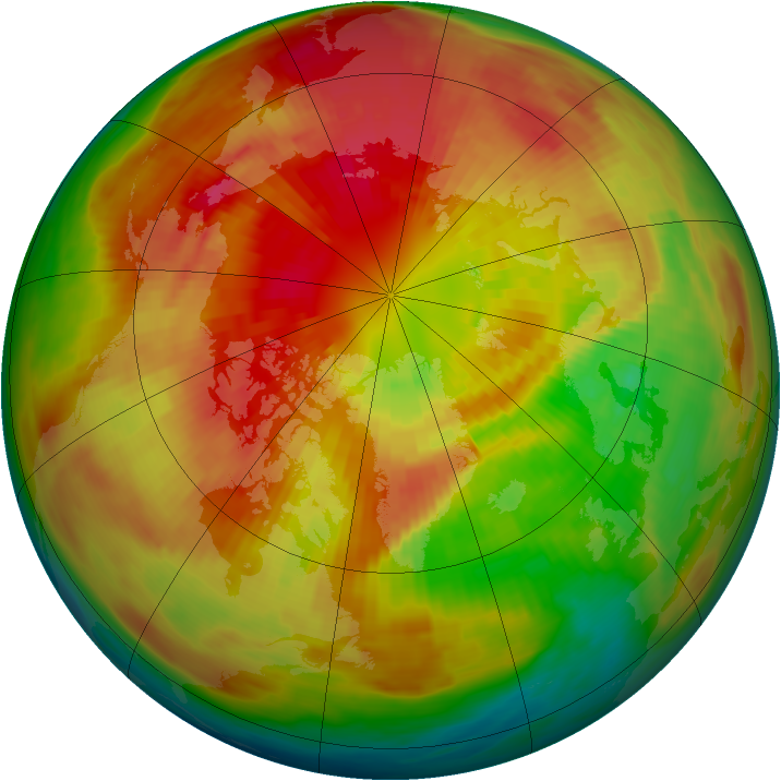 Arctic ozone map for 14 March 1991